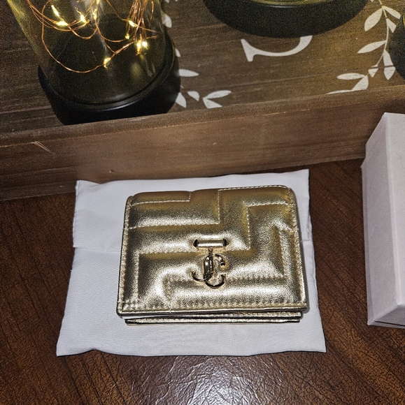 Jimmy Choo Nappa Leather Wallet with Light Gold JC Emblem - Picture 9 of 12